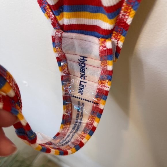 Madewell NWT Retro Rainbow Striped Spaghetti  Strap Ribbed Thong Bodysuit - Picture 9 of 12